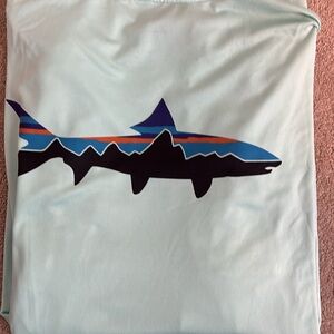Patagonia graphic tech fish tee. Loose for comfort after long days on the beach.